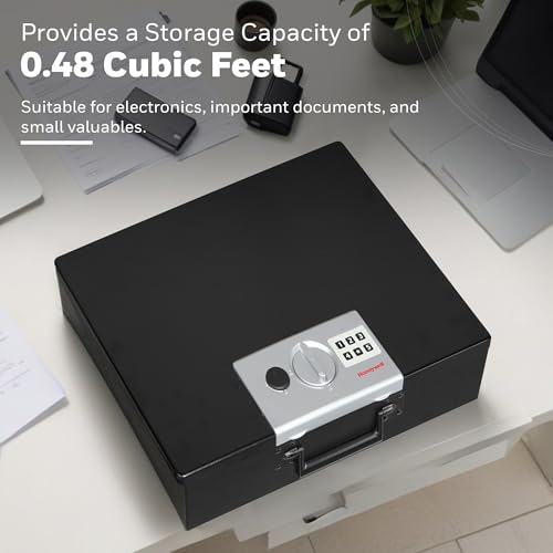 Honeywell Safes & Door Locks - Hideable Money Safe Box with Carry Handle - Fire Resistant Safe Document Box for Home - Metal Box with Digital Lock for Personal Items, Jewelry - 0.48-Cu - Black - 6110 thumbnail 5