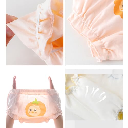Baby Girls Cotton Bloomers, Pack of 4, Ruffled Diaper Covers,available size 90 or 100, Soft Breathable Fabric (UAE/KSA, Numeric, 90, pink and white)