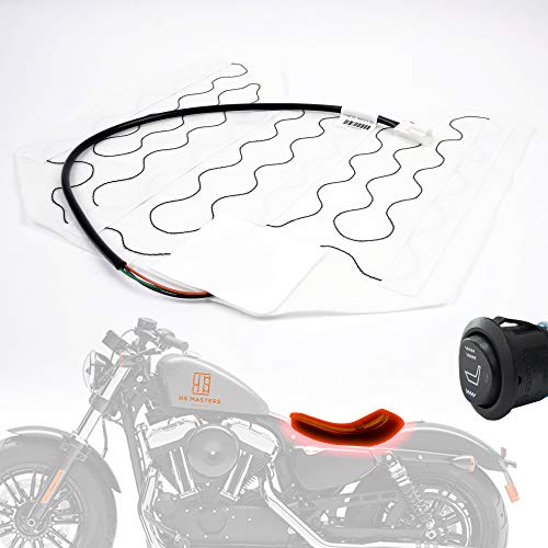 HSMASTERS 12V Universal Motorcycle Motorbike ATV Warm Heated Seat Pads Kit 3Way LED