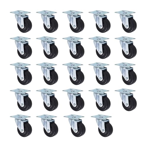 kimllier 24Pcs 2 Inch Heavy Duty Polyvinyl Chloride Swivel Caster Plate Casters Without Brake Wheels Black