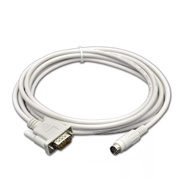 for MT6000-FX Touch Screen MT6000 Connecting FX Series PLC Communication Cable 9pin Male to 8pin Round Header White : 2 Meters