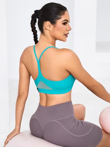 Image of RUNNING GIRL Y-Back Sports Bras for Women, Medium Impact Wirefree Padded Bra Workout Crop Top Longline Sports Bra Push up, Black