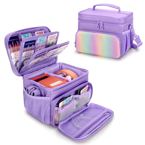 Image of Carrying Case Compatible with Yoto Player (3rd Generation), Card Holder Hold Up to 30 Cards, Travel Storage Bag for Bluetooth Audio Speaker & Headphone Accessories, Purple (Case Only) Patented Design