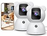 2 Pack 2.5K Cameras for Home Security, Non-Subscription AI Human/Pet/Crying Detection, 4MP Dog/Cat/Pet Camera Indoor with Phone App, Pan Tilt 2.4G WiFi Indoor Cameras, IR Night Vision, 2-Way Audio