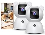 2 Pack 2.5K Cameras for Home Security, Non-Subscription AI Human/Pet/Crying Detection, 4MP Dog/Cat/Pet Camera Indoor with Phone App, Pan Tilt 2.4G WiFi Indoor Cameras, IR Night Vision, 2-Way Audio