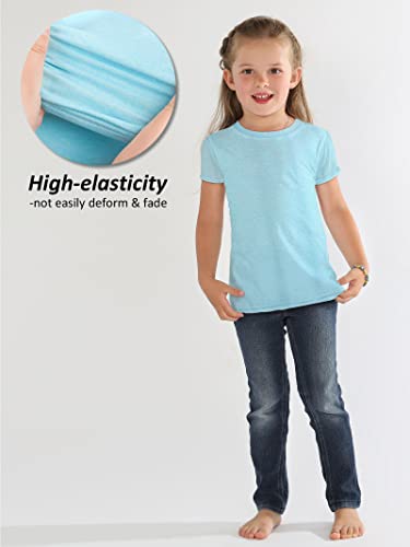 Poroka 5 Pack Girls Athletic Shirts Short Sleeve Dry Fit T-Shirts Crew Neck Active Activewear Sports Tees Tops for Kids4