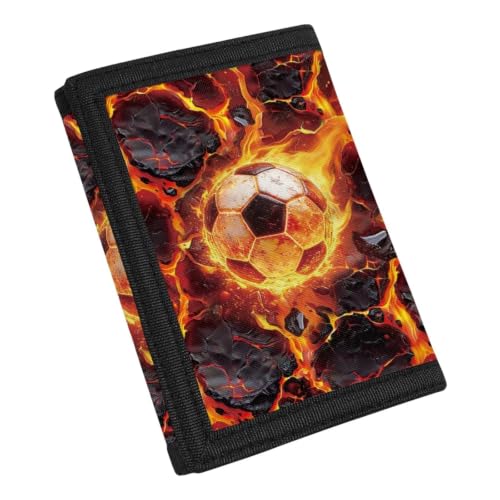 Coldinair Lave Soccer Print Boys Wallets for Kids Ages 5-7 4-8,Toddler Trifold Canvas RFID Wallet for Boys,Novelty Wallet for Childrens