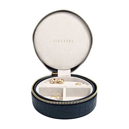 Stackers - Caja de viaje redonda de cocodrilo azul marino