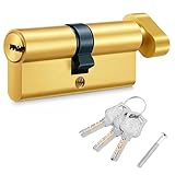 70mm Brass 35T/35 Euro Cylinder Lock, Door Lock Cylinder with 3 Keys Thumb Turn Barrel Locks for UPVC Wooden Composite Doors Front or Internal Doors