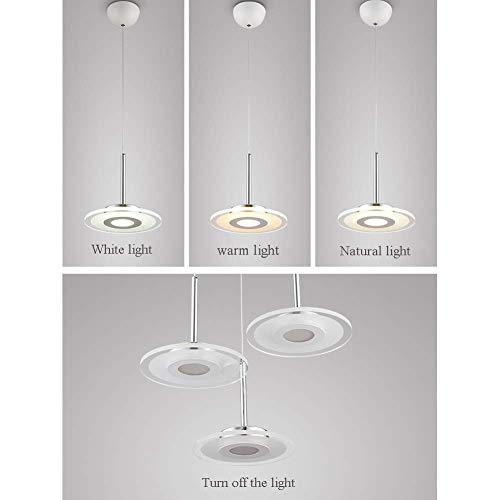 Lámpara colgante de acrílico cromado redonda con luz natural para comedor 4