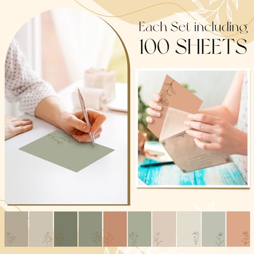 Image of Spiareal 100 Pcs Blank Note Cards Index Card, Green, 4 x 6 in, Floral