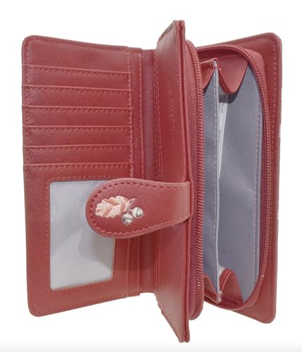 Shag Wear Forest Friends Large Animal Wallet for Women and Teen Girls Deer Own Squirrel Rabbit Fox and More Vegan Faux Leather 7" Red2