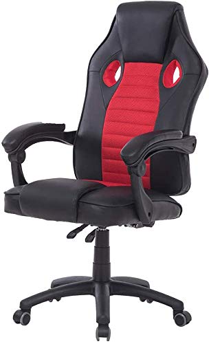 Gaming-Stuhl Racing Bürostuhl Schreibtischstuhl Ergonomischer PC Stuhl, PU-Leder Höhenverstellbarer Drehstuhl Chefsessel mit Wippfunktion (rot)