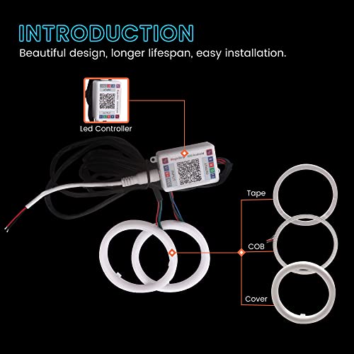 Set 70MM RGB Angel Eyes LED Halo Rings para Auto miniatura 3