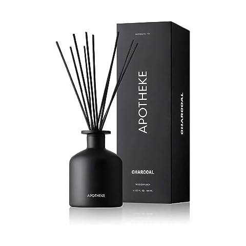 Apotheke Luxury Scented Oil Reed Diffuser for Home (Charcoal) - Home Fragrance Diffuser Set with Sticks Cover