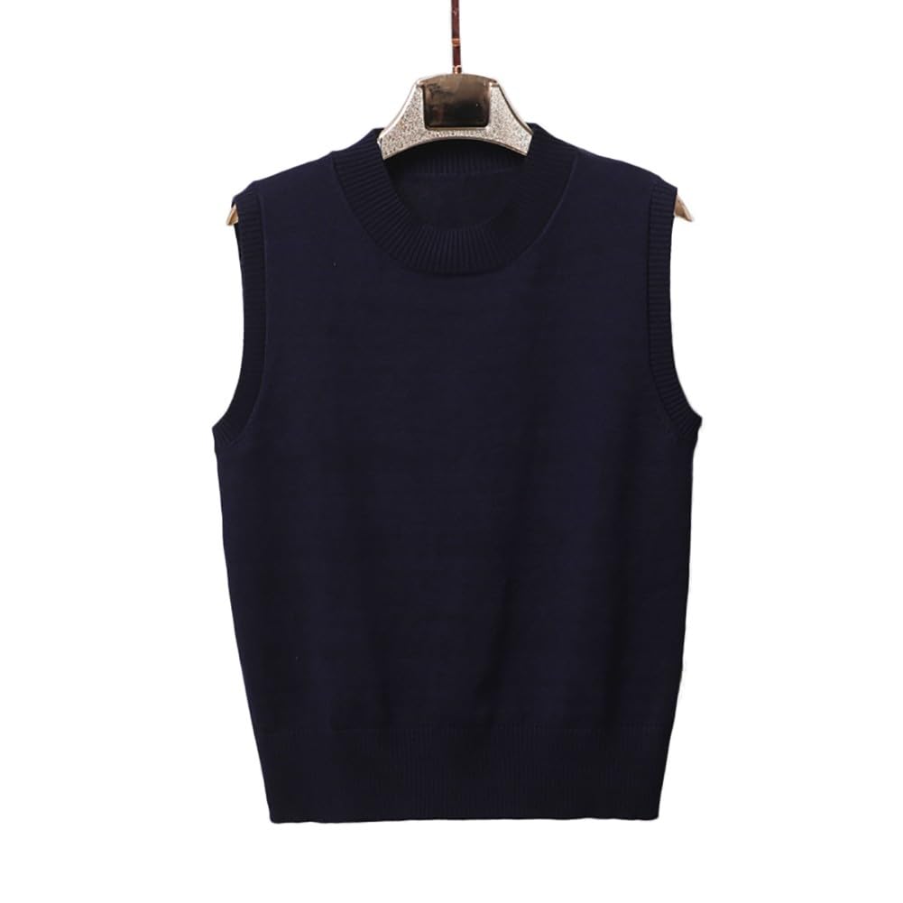 jinghuiyue Maglione da donna Gilet Girocollo Senza Maniche Pullover Maglione Classico Basic Solido Maglia A Costine Canotte