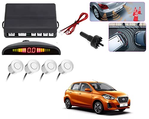 Image of Auto Addict Car Reverse Parking Sensor with LED Display 4 Sensor Reverse Parking Auto Radar Detectors (White) for Datsun Go