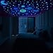 WMLBK Lot de 53 autocollants muraux phosphorescents pour chambre d'enfant ou d'anniversaire Motif système solaire Bleu
