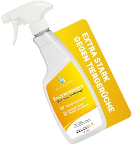 KLARBERG 500ml Enzymreiniger Spray - Hundeurin & Katzenurin Geruchsentferner extrem stark Geruchsneutralisierer für Sofa/Teppich etc. - Tiergeruch neutralisieren statt überdecken -