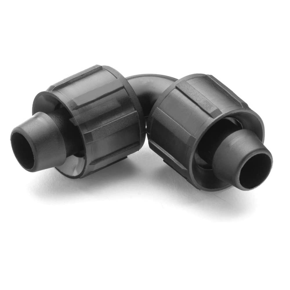GNCGarden [Pack 100] Codo para Cinta de riego 16mm. Permite la unión de Cinta de riego por Goteo de 16 mm Mediante Enlace Codo roscado. Manguito acodado para Cinta de riego