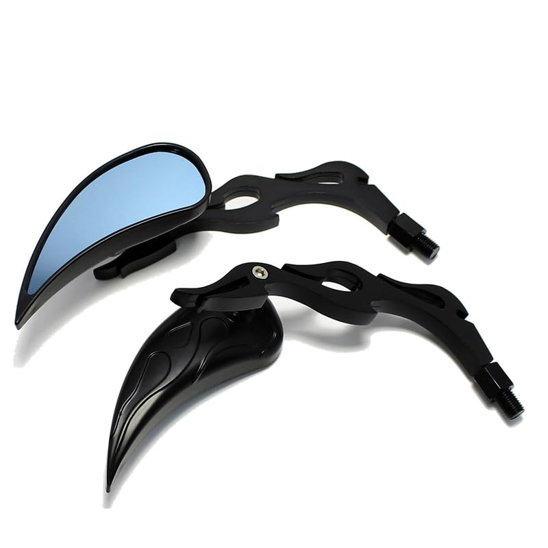 Chromowane, niestandardowe lusterka motocyklowe do motocykla HONDA CRUISER CHOPPER, niebieskie lusterko 8-10 mm(Black)