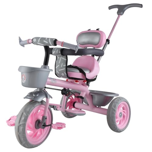 Image of Toyzoy Cotton Candy Grand Kids|Baby Trike|Tricycle with Cushioned Seat & Storage Basket for Kids|Boys|Girls Age Group 2+ Years (Pink)