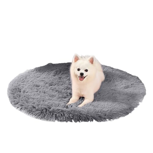 PETCUTE Round Dog Bed Mat,Washable Warm Dog Bed Blanket, Ultra Soft Long Plush Pet Cushion