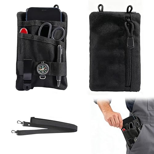 LXVPKH EDC Pouch Oxford Fabric Pocket Organizer with Adjustable Strap EDC Fanny Pack for Travel Running, Secure Zip Pocket for Keys Cards Cash, Holds Flashlight Pocket Knife Multitool Pen