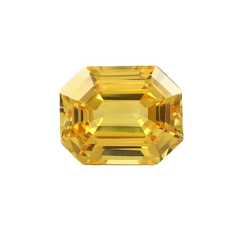 Saphir jaune naturel 10x8mm rectangulaire sans défaut de taille pour sertissage bague réussi