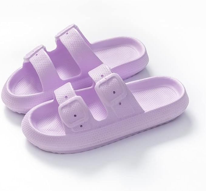 Image of Women Adjustable Open Toe Slide Sandals Classic Ultra Soft EVA Footbed Summer Designed to Fit Flat Buckle Sliders for Women & Girls