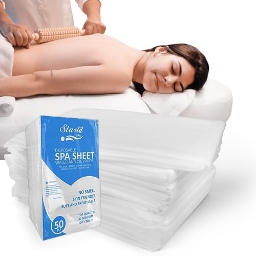 Disposable Bed Sheets 50 PCS 39" x 79" Non-Woven fabric SMS material slightly waterproof for Massage table Beauty saloon SPA club Medical facility etc...