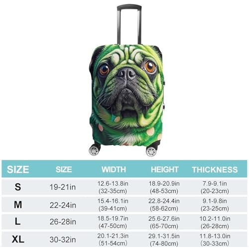 Green Polka Dot Pug Printed Luggage Cover Protector, Fits 18-32 Inch Luggage2