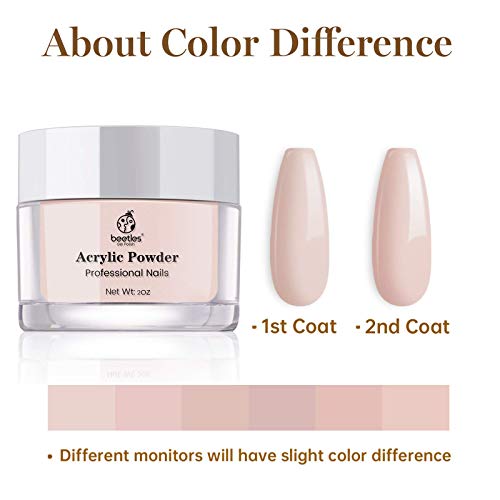 Beetles Professional Acrylic Nail Powder Peach Color Nude Acrylic Powder 2 Oz, Without Monomer Acrylic Nail Liquid #TOP3