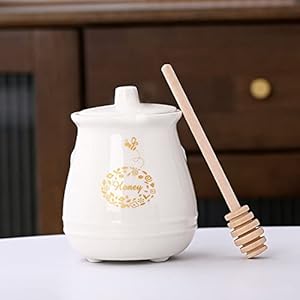 Kosmeey Keramik-Honigglas mit Honiglöffel