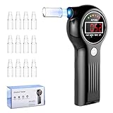Etievort Etilometro Portatile Certificato, Alcolometro ad Alta Precisione con 12 Bocchini, Alcol Test Professionale con Display LCD Digitale,Test Alcolemico Portatile per Uso Domestico e per Feste