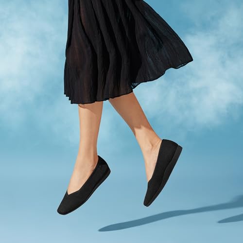 Image of VIVAIA Margot Walker Women's Flats Lightweight Square Toe V Cut Ballet Flats Comfortable Casual Water Repellent Walking Flat Shoes