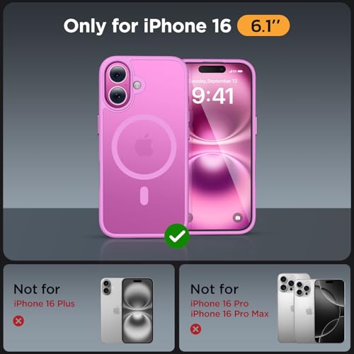 Image of Miracase Magnetic Series for iPhone 16 Case [Compatible with MagSafe] Military-Grade Protection, Anti-Fingerprint, Slim Phone Case for iPhone 16 6.1 inch - Lilac Pink