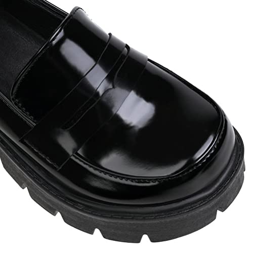 Image of Women's Platform Mary Janes Chunky Heel Ankle Strap Uniform Dress Shoes Heeled Gothic Lolita Oxfords