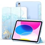[iPad 11世代 10世代 ケース ペン収納]CACOE ipad a16 11インチ 2025/10.9インチ 2022 アイパッド用 ハードケース オートスリープ 三つ折り Apple Pencil収納可能 あいばっど カバー マーブル調ブルー