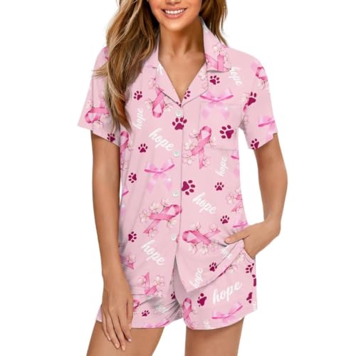 Image of Women's Short Sleeve Sleepwear Pajamas Nightwear with Pockets | Premium Polyester Fabric Ultra Soft Lightweight Breathable Touch, Wrinkle Resistant, All Day Cozy Wear for Daily Sleep