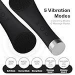 PRITECH Facial Cleansing Brush, Rechargeable Silicone Face Scrubber with Heat Massage End, Vibrating Exfoliator Scrubber for Deep Cleaning, Waterproof Face Brush for Women and Men (Black) - Image 3