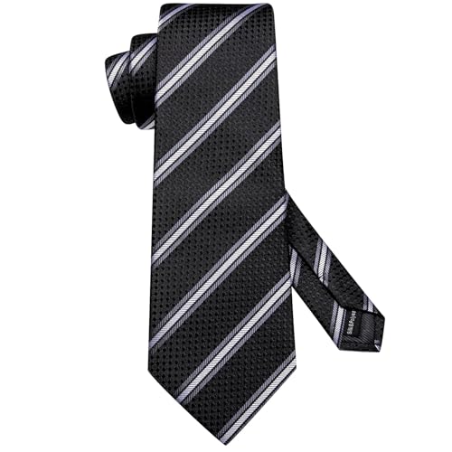Image of Dubulle Mens Paisley Floral Silk Tie for Men Striped Necktie and Pocket Square Cufflinks Set Wedding Business