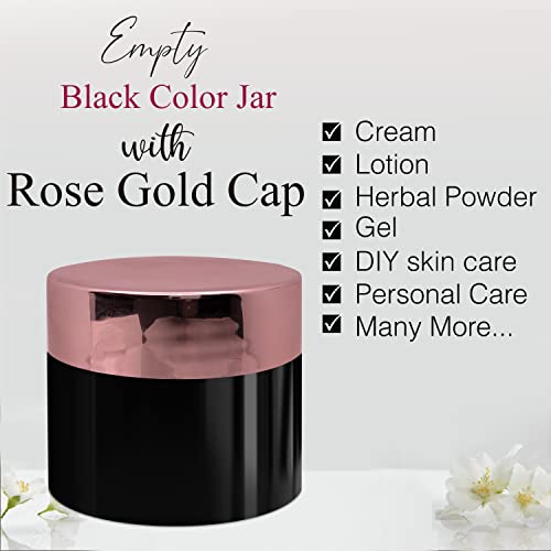 Image of Zenvista Empty Black Color Cosmetic Jars with Rose Gold Cap 50gm[ZMJ18][Pack of 5]