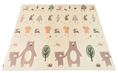 Mamabrum Baby Crawling Mat Baby Rug Play Mat Environmentally Friendly Non-Toxic Floor Mat Thickened Enlarged Foam Mat Foldable Waterproof Non-Slip Portable Teddy Bear And Horses - 4