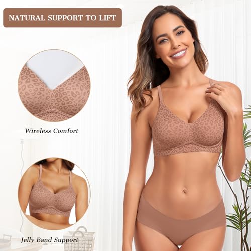 Image of OEAK Womens Wireless Jelly Bras Comfortable Push Up Bra No Underwire Gel Bra Full Support Lift Everyday Seamless Tshirt Bras