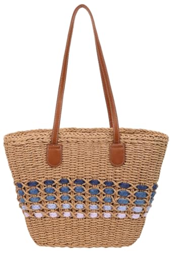 Bolso de playa de paja para mujer gran capacidad miniatura 1