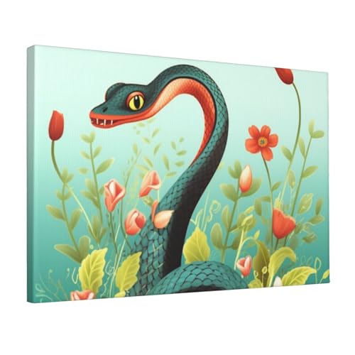 Decoration murale serpent et fleur sans cadre pour habiller un salon vide