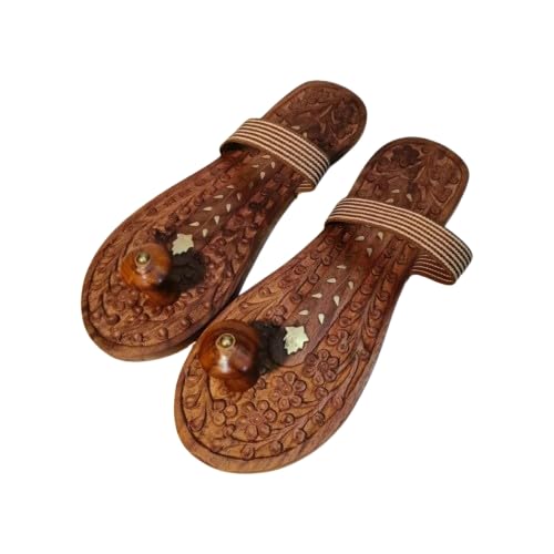 Rosewood Pooja Rama Paduka Khadau Sandals | Wooden Unisex Slippers for Spiritual & Daily Use (Brown)-image-0