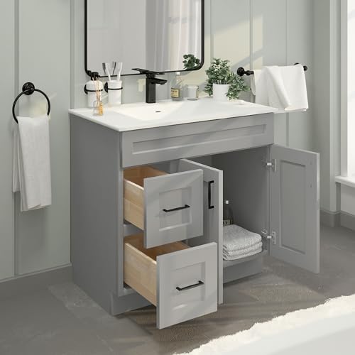 36-Shaker-Bathroom-Vanity-Sink-Base-with-Drawers-Ready-to-Assemble-Light-Grey-Shaker-Vanity-Base 36 Shaker Bathroom Vanity Sink Base with Drawers Ready to Assemble Light Grey Shaker Vanity Base