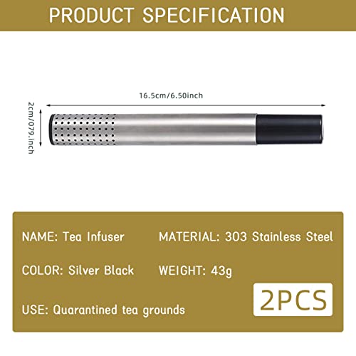 2 filtros de té de acero inoxidable para té suelto, colador de té para taza, infusor de té de malla fina, varilla de té… - Imagen 3